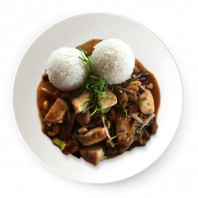 Kung-Pao s bravčovým mäsom , ryžou